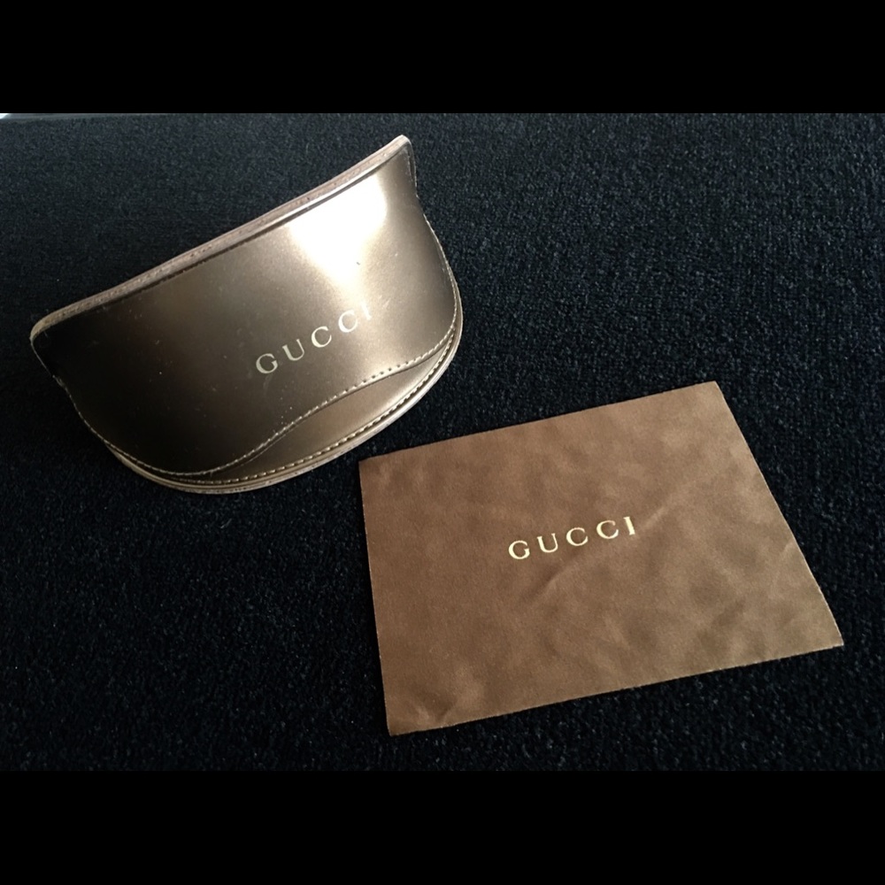Never Used GUCCI Bronze Leather Eyeglass Case.